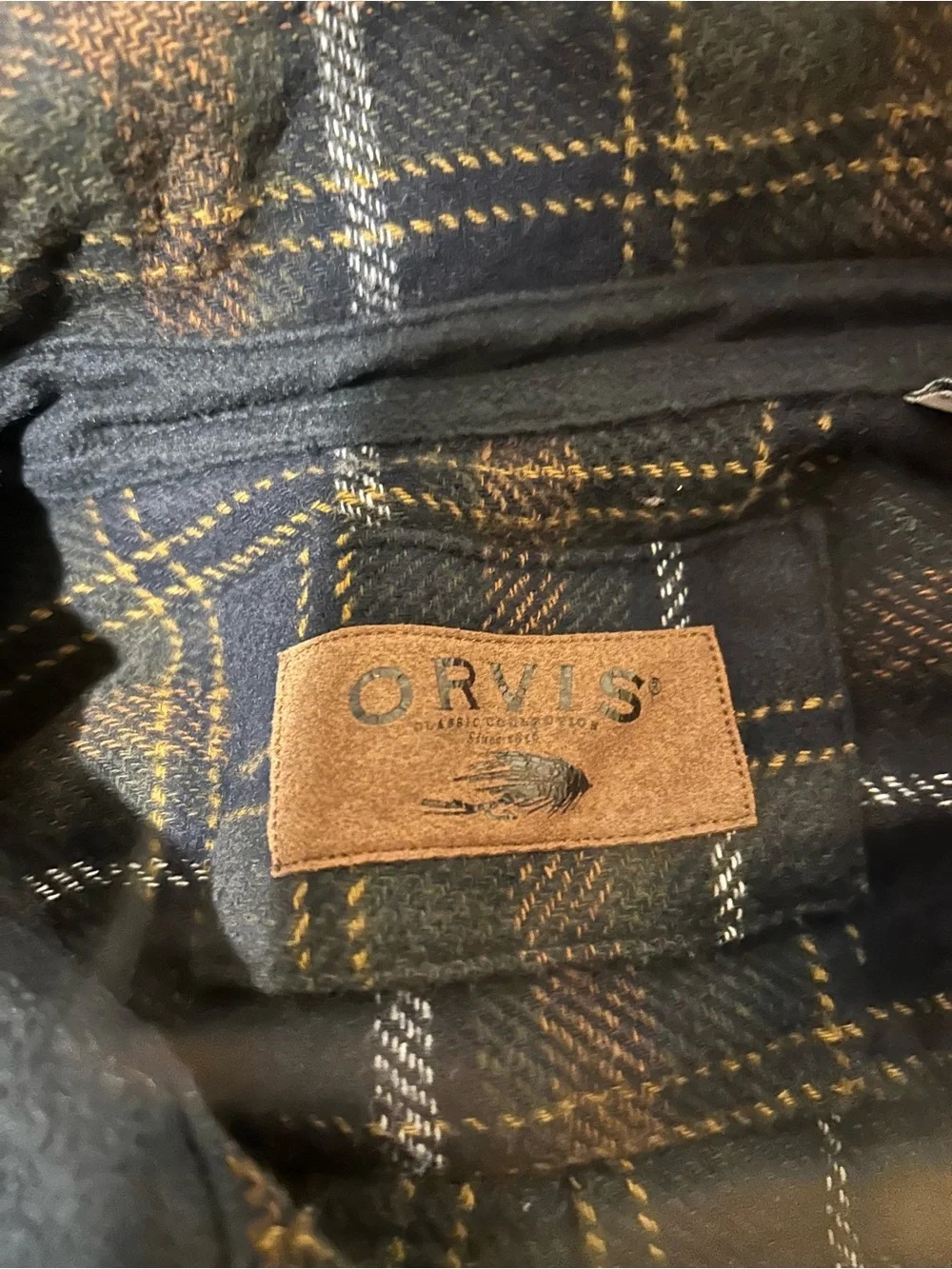 Orvis Navy & Brown Plaid Lightweight Shirt Jacket